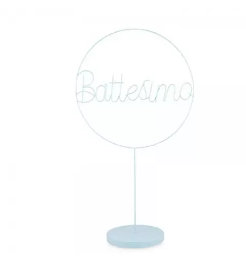 decorazione battesimo cerchio con  base celeste 400 x 720 mm - 28794