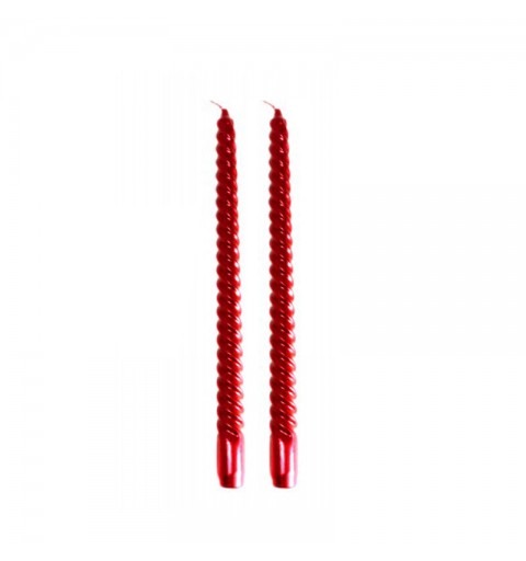 set 2 Candele Torciglione 30cm rrosso metallizzato 5092