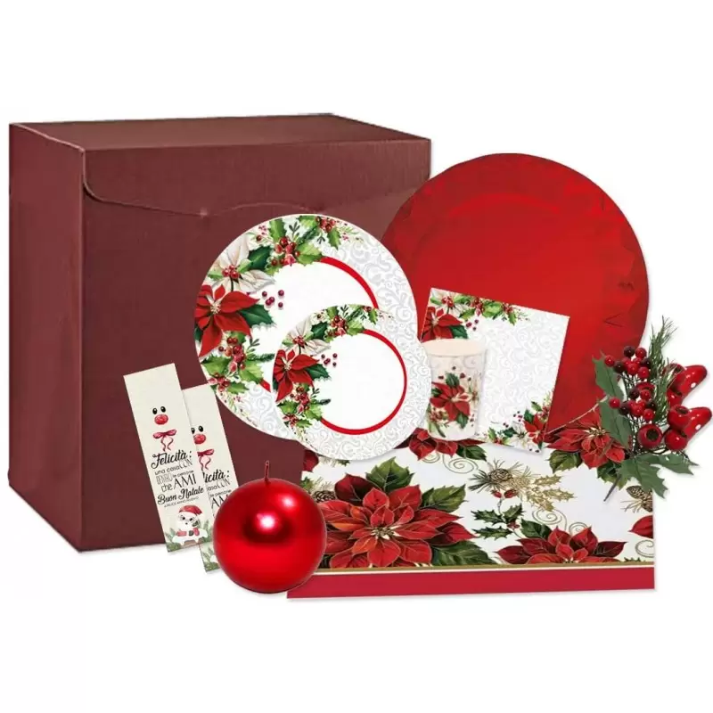 SET TAVOLA NATALIZIA SPLENDIDO XMAS PER 8 PERSONE