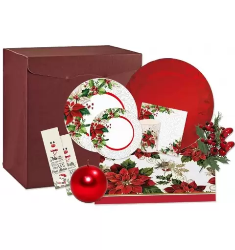 SET TAVOLA NATALIZIA SPLENDIDO XMAS PER 8 PERSONE