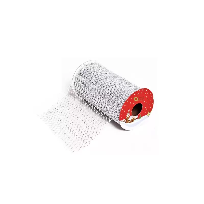 Nastro a Rete decorativo Natalizio Argento 250x11cm 107596