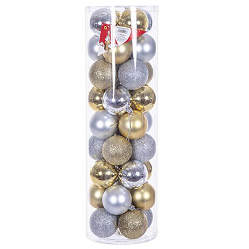 Palline per Albero di Natale Oro/Silver Assortite 6cm - 36 pz 109998