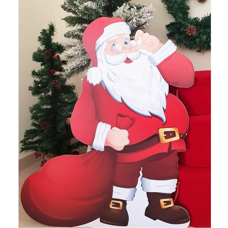 Sagoma decorativa Natalizia Babbo Natale in legno e vinile 80 cm