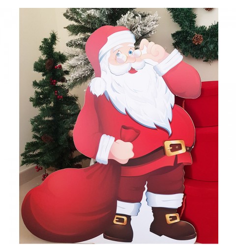 Sagoma decorativa Natalizia Babbo Natale in legno e vinile 80 cm
