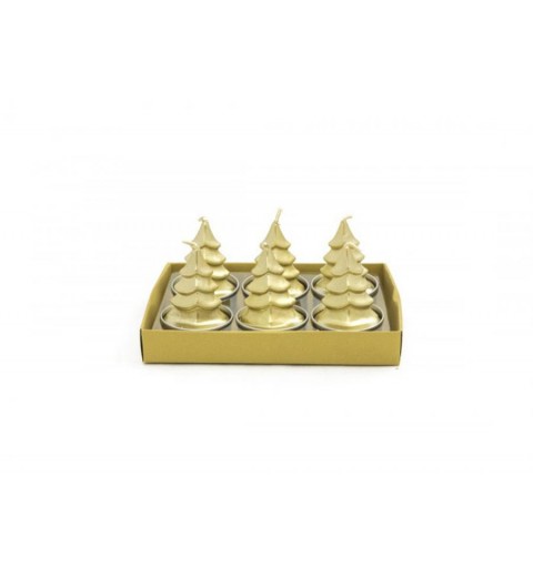 candeline T-light 6 pz a forma di Albero oro 00639