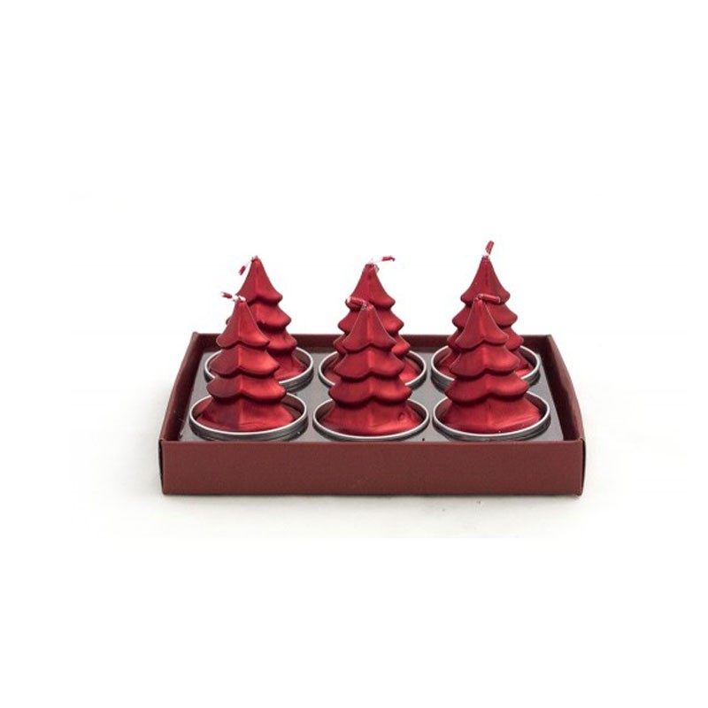 candeline T-light 6 pz a forma di Albero rosso 00641