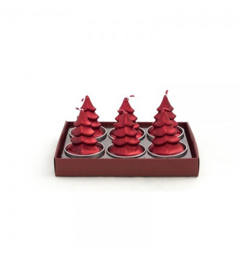 candeline T-light 6 pz a forma di Albero rosso 00641