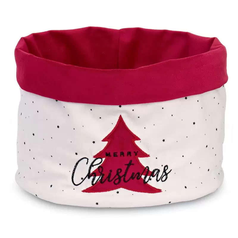 cestino merry christmas rosso / bianco 27029 ø 230 x h 160 mm