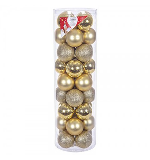 Palline di Natale Oro Glitter , Lucido e Satinato 36 pz assortiti da 6 cm - 109232