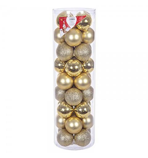 Palline di Natale Oro Glitter , Lucido e Satinato 36 pz assortiti da 6 cm - 109232