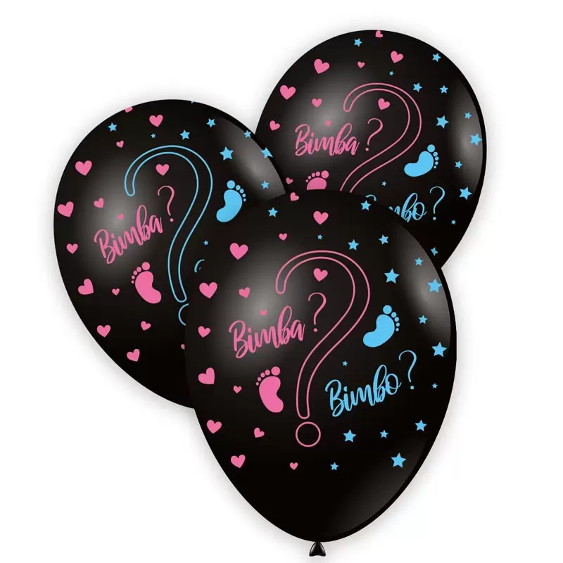 Palloncini 12 nero rosa e celeste Bimbo o Bimba? GSD120 GLO-81 10 pz