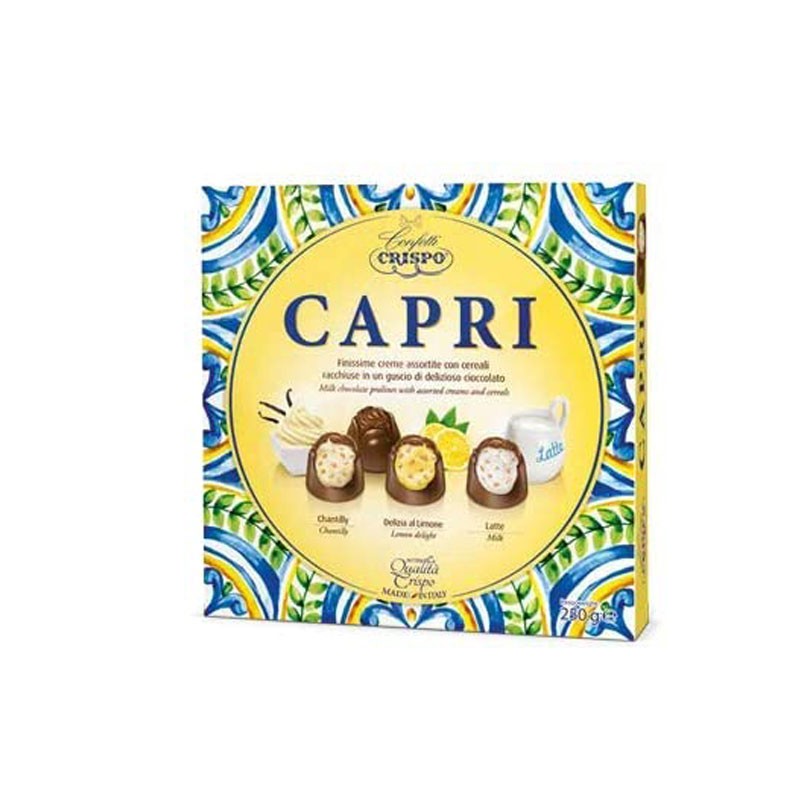 Crispo praline Capri cioccolatino Ripieno Di Creme Assortite Con Cereali 250 G