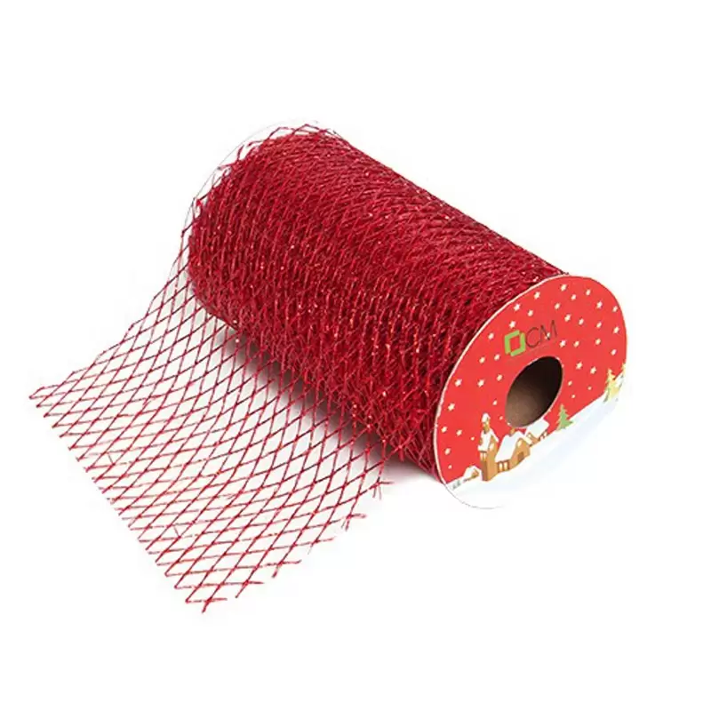Nastro a Rete decorativo Natalizio Rosso 250x11cm 107595