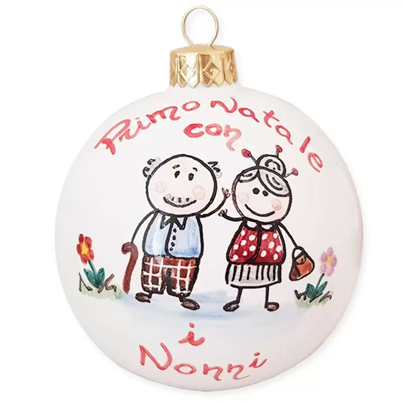 Pallina Natalizia in ceramica Decorata a Mano -  Primo Natale con i Nonni 