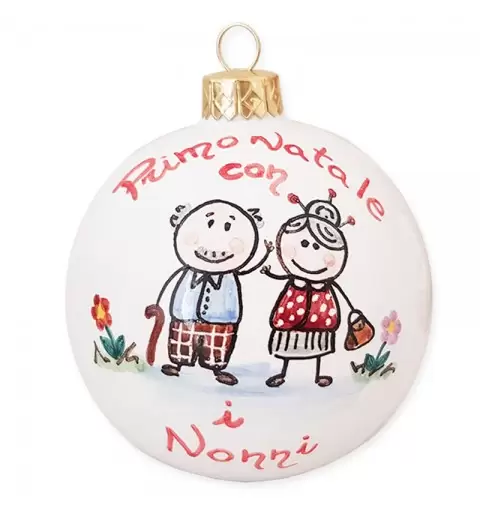Pallina Natalizia in ceramica Decorata a Mano -  Primo Natale con i Nonni 