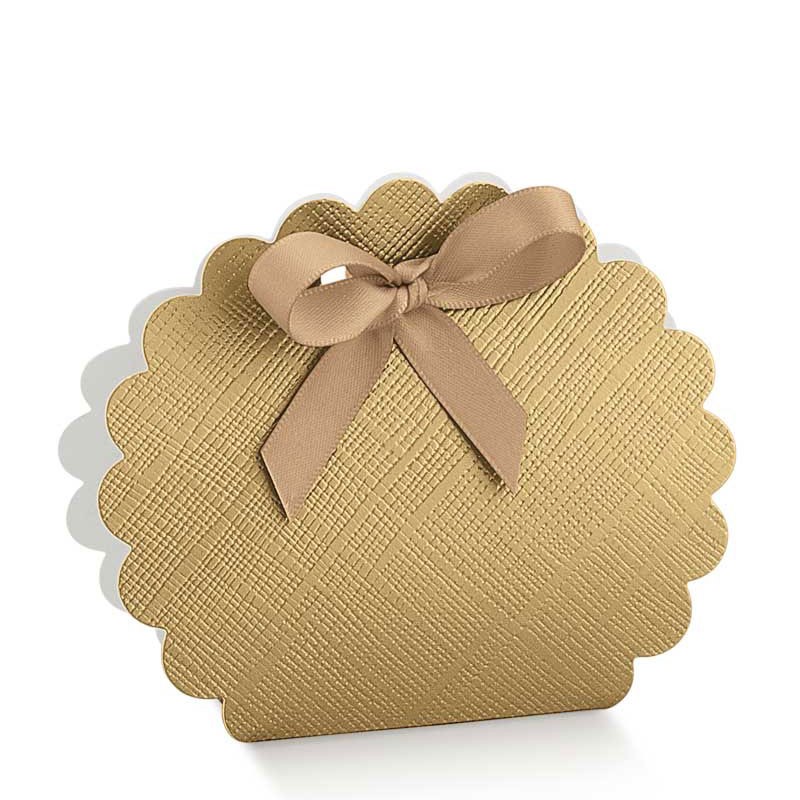 Scatola portaconfetti in cartoncino seta oro 58 x 40 x 85 mm 41010