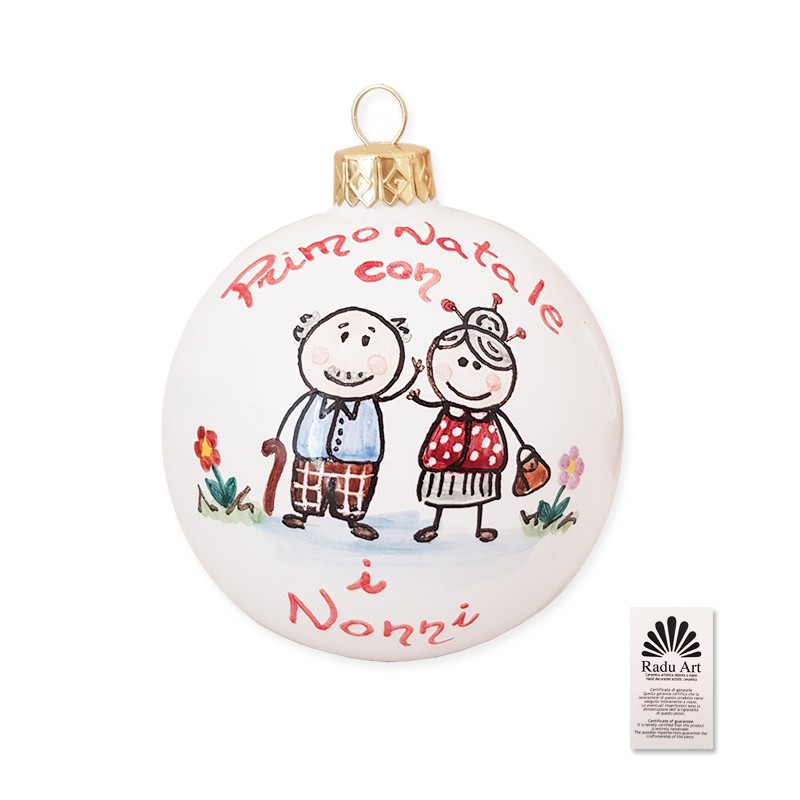 Pallina Natalizia in ceramica Decorata a Mano -  Primo Natale con i Nonni 