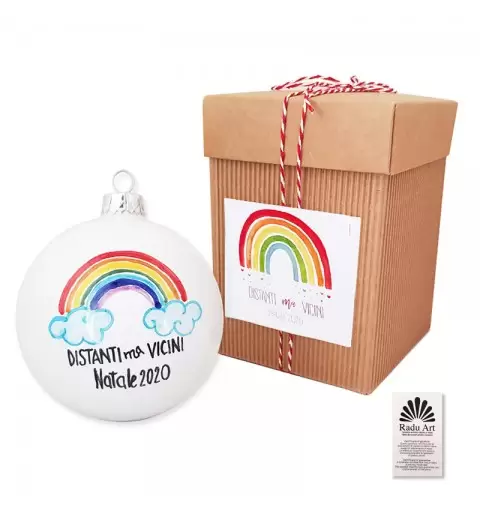 PALLINA ARCOBALENO DISTANTI MA VICINI DECORATA A MANO CON CONFEZIONE REGALO