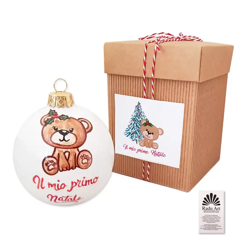 PALLINA NATALIZIA ORSETTA IL MIO PRIMO NATALE CON CONFEZIONE REGALO