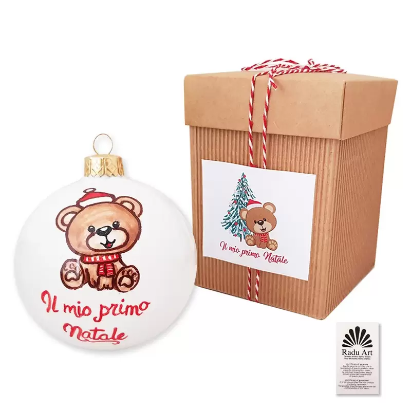 PALLINA NATALIZIA ORSETTO IL MIO PRIMO NATALE CON CONFEZIONE REGALO