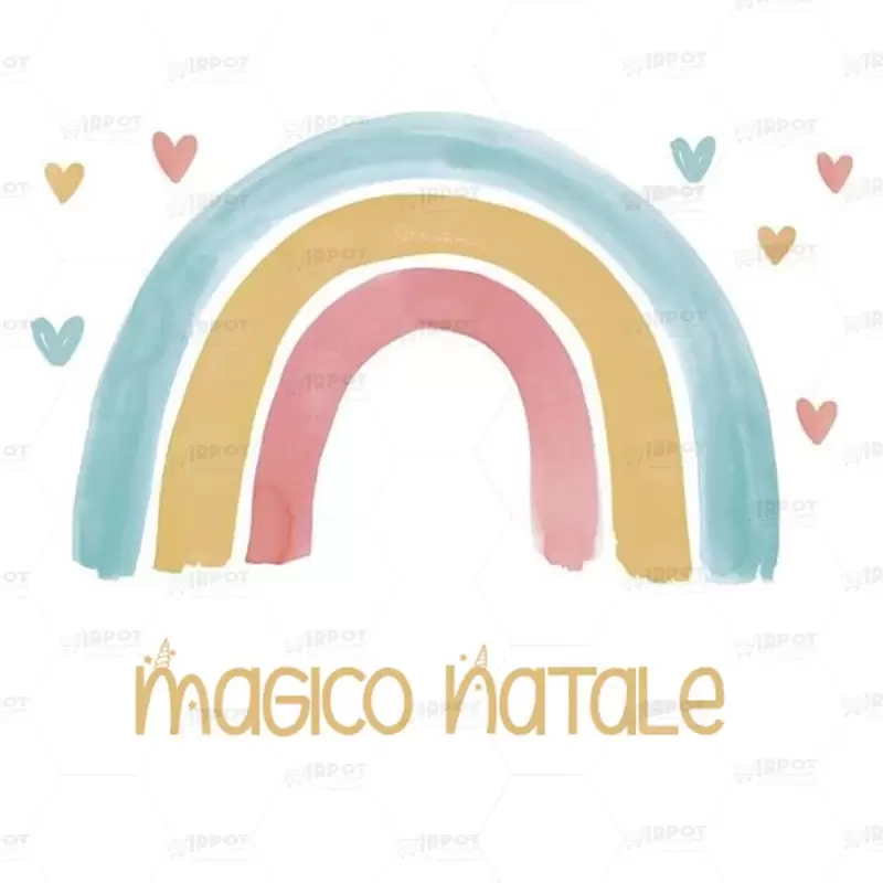 ETICHETTA ADESIVA ARCOBALENO UNICORNO MAGICO NATALE