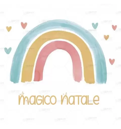 ETICHETTA ADESIVA ARCOBALENO UNICORNO MAGICO NATALE