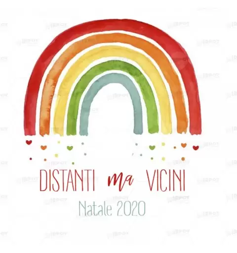 ETICHETTA ADESIVA ARCOBALENO DISTANTI MA VICINI NATALE 2020