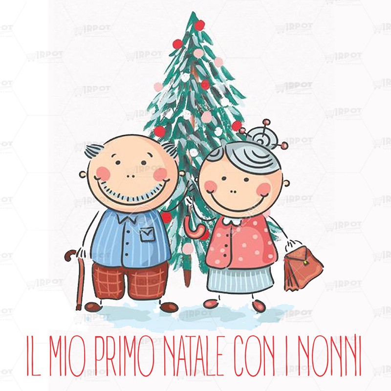 ETICHETTA ADESIVA PRIMO NATALE CON I NONNI