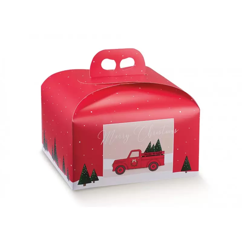 5 SCATOLE PORTA PANETTONE RED PICK UP CON MANIGLIA