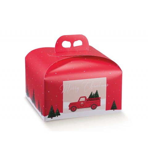 5 SCATOLE PORTA PANETTONE RED PICK UP CON MANIGLIA