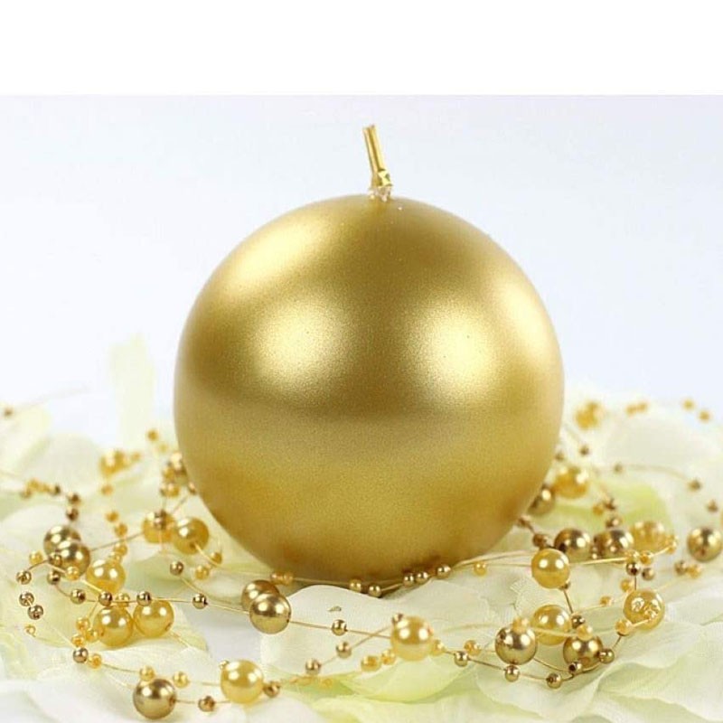 6 CANDELE ORO METALLIC A SFERA 8 CM