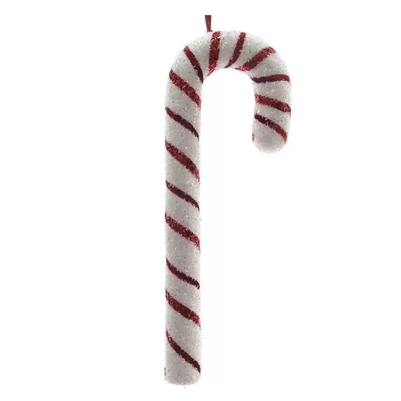 candy stick da appendere bianco e rosso glitterato 34 cm 622232