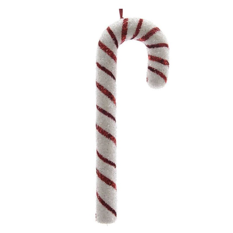 candy stick da appendere bianco e rosso glitterato 52 cm 622231