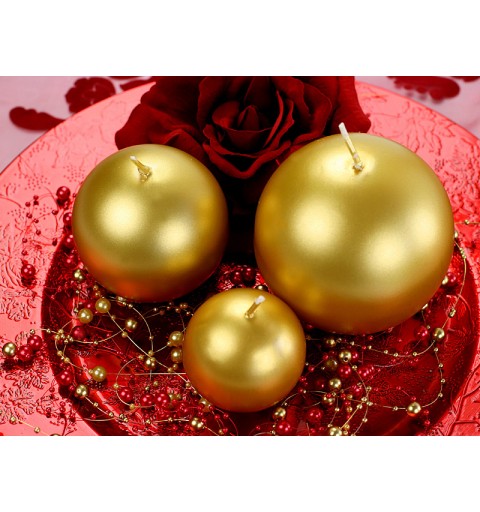 6 CANDELE ORO METALLIC A SFERA 8 CM