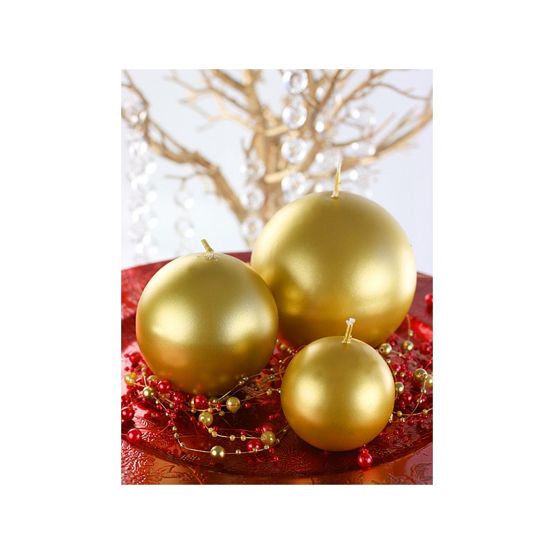 6 CANDELE ORO METALLIC A SFERA 8 CM