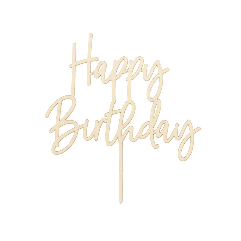 Topper in legno Happy Birthday 15 x 16,5 cm KPT57-100