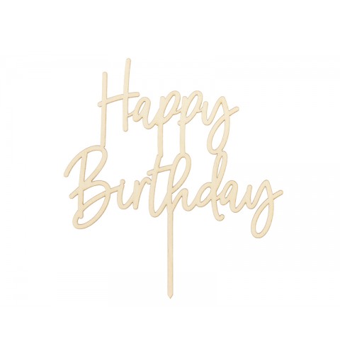 CAKE TOPPER DI LEGNO HAPPY BIRTHDAY