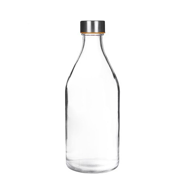 Bottiglia vetro  con coperchio acciaio 1 L 25,5x9,5x9,5cm 109169 -
