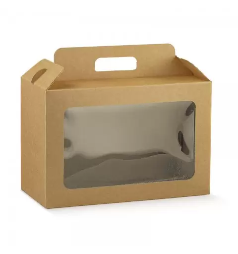 Scatola in cartone per confezioni gastronomiche con maniglia 290 x 145 x 190 mm 38546