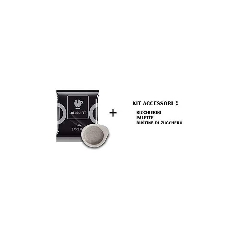 caffè lollo 150 pz cialde miscela nera + kit accessori