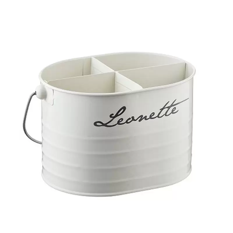 SECCHIELLO BIANCO LEONETTE CON 4 DIVISORI DI LATTA
