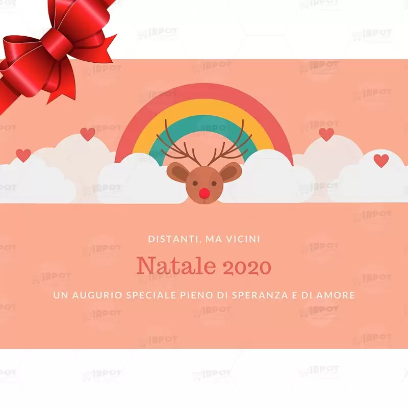 BIGLIETTINO NATALIZIO ARCOBALENO RENNA