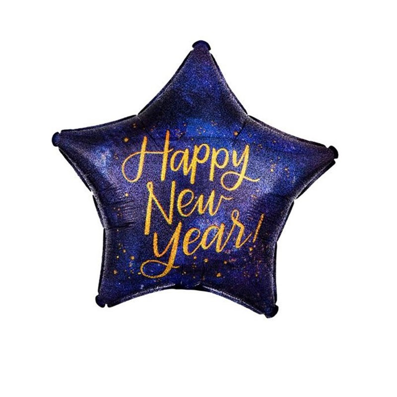 Palloncino Foil Stella olografico Happy new year 3886101 48 cm 19\'\'