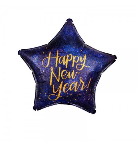 Palloncino Foil Stella olografico Happy new year 3886101 48 cm 19\'\'