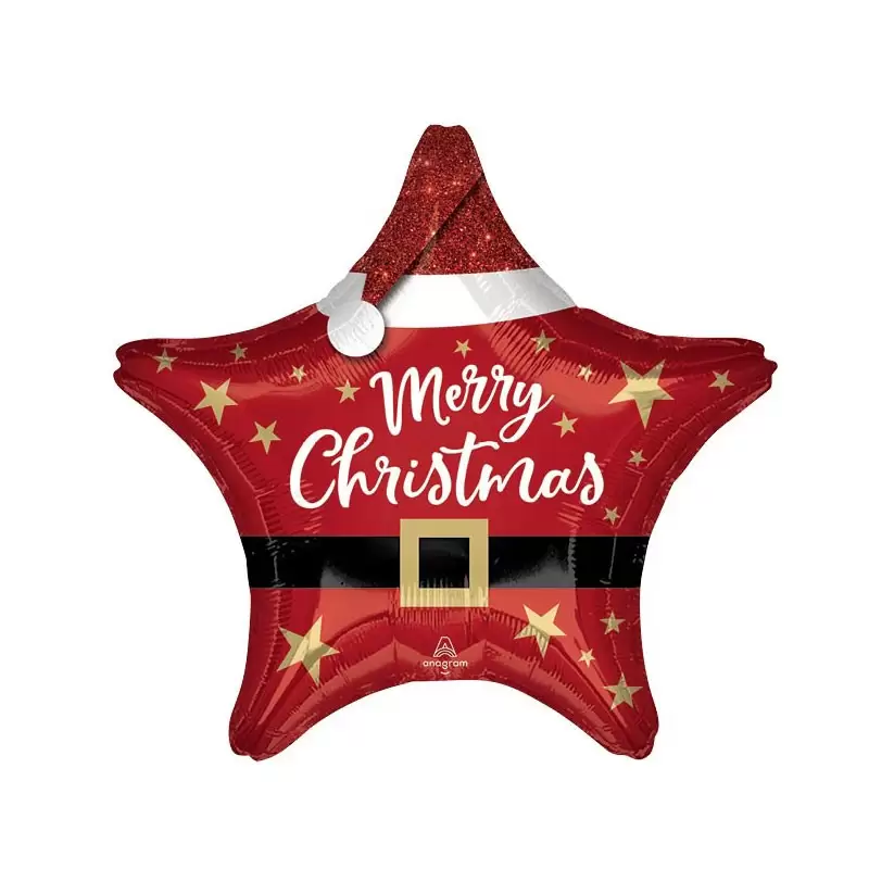 Palloncino Foil Stella rossa Merry Christmas 4205101 48 cm 19\'\'