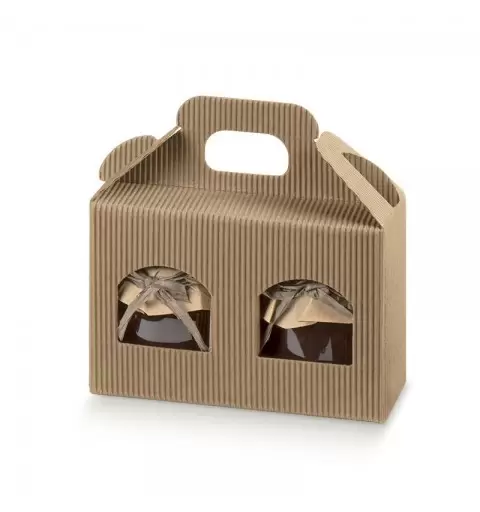 Scatola in cartone due finestrelle  per 2 vasetti in vetro 35288 170 x 80 x 120 mm
