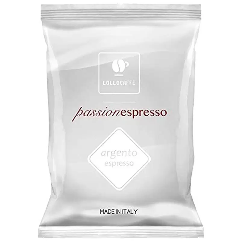 100 CAPSULE LOLLO CAFFÉ MISCELA ARGENTO CON 12 TAZZINE DI CIOCCOLATO