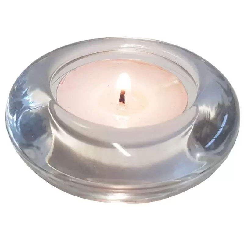 12 PORTA CANDELE TEA LIGHT TONDI TRASPARENTI