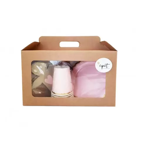 PARTY BOX GINGERMAN ROSA E ORO A TAVOLA CON 6 PERSONE