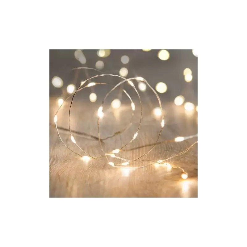 CATENA DI LUCI 40 MICRO LED BIANCO CALDO A BATTERIA